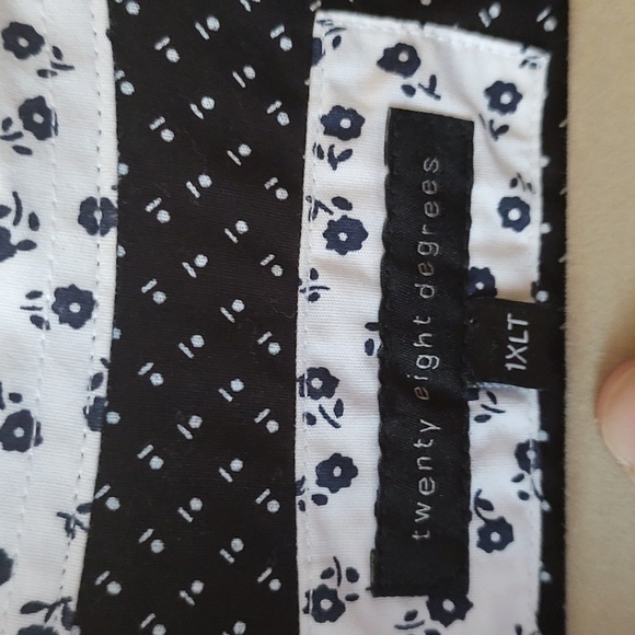 MEN'S BLACK and White SHORT SLEEVE BUTTON UP SHIRT RETRO SIZE XL. - Picture 7 of 7